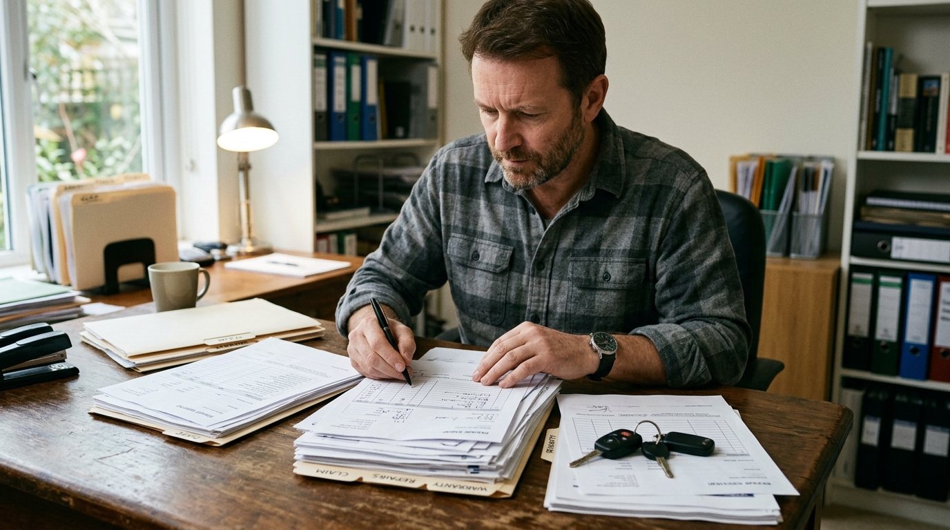 Driver documenting lemon law repair records