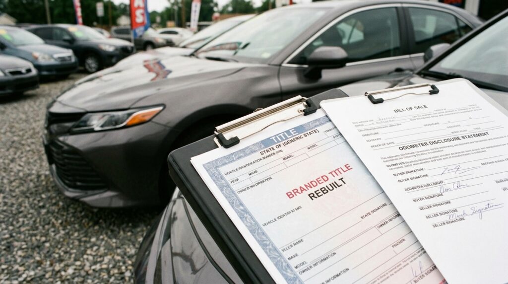 Used car branded title paperwork