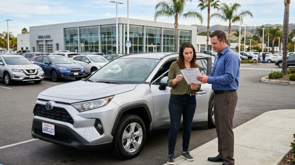 California used car buyer reviewing the new three-day return rule