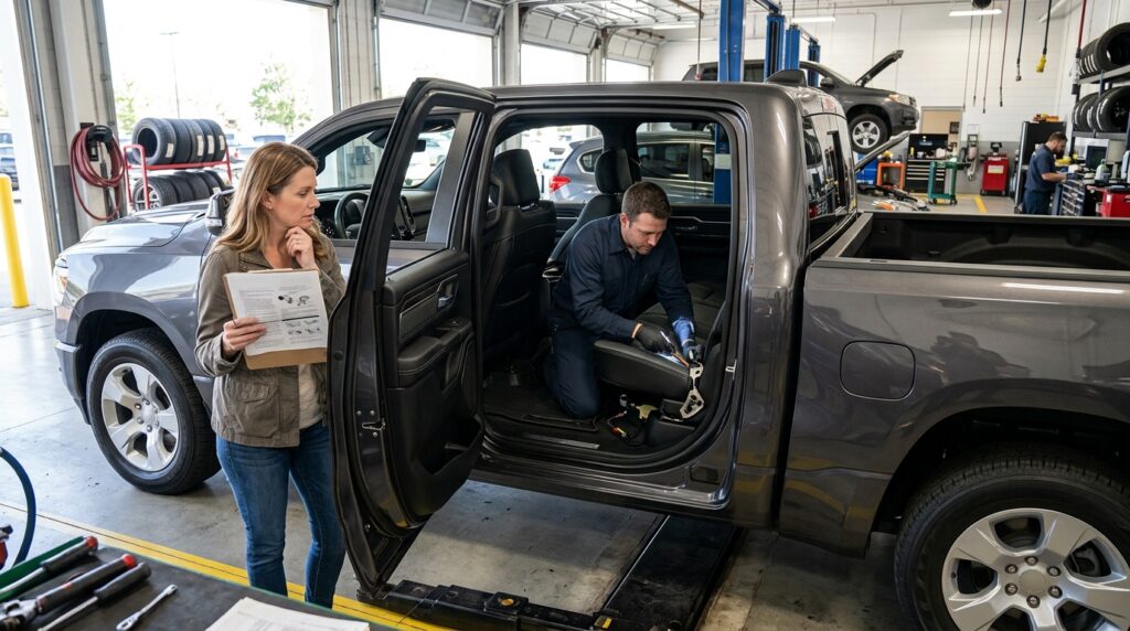 Ram 1500 seat belt recall inspection for a potential safety defect