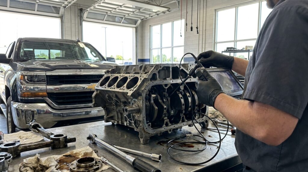 GM L87 V8 engine inspected for bearing failure